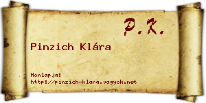 Pinzich Klára névjegykártya